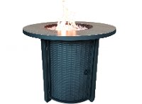 Black Metal and Tile Round Fire Pit with Glass Rocks - Jambi-2