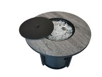 Black Metal and Tile Round Fire Pit with Glass Rocks - Jambi-3