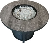 Black Metal and Tile Round Fire Pit with Glass Rocks - Jambi-4