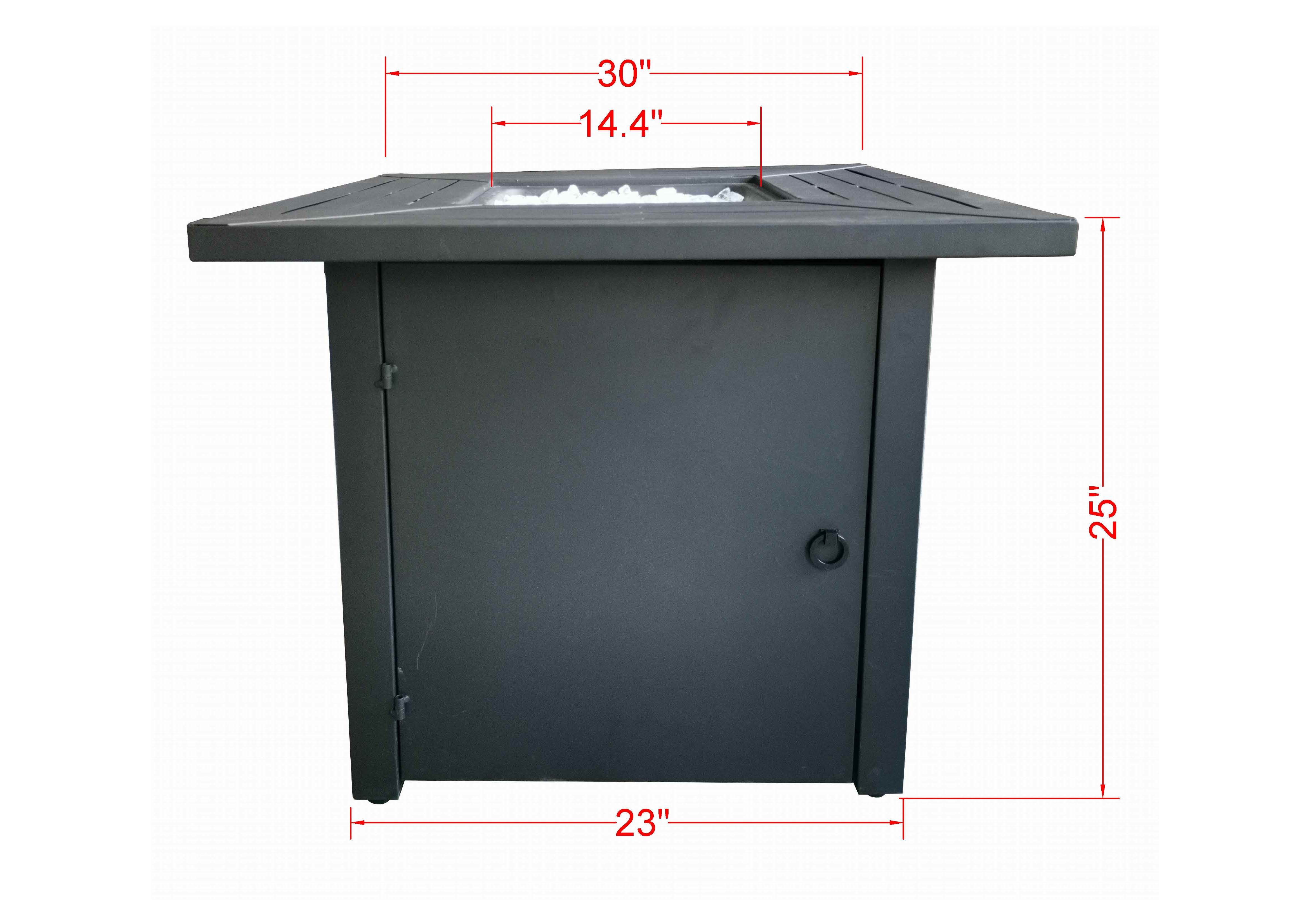 Black Metal Square Fire Pit Table with Glass Rocks - Belitung-8