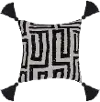 Black Indoor-Outdoor Karo Throw Pillow with Tassels