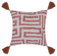 Red Clay Indoor-Outdoor Karo Throw Pillow with Tassels