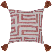 Red Clay Indoor-Outdoor Karo Throw Pillow with Tassels