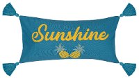 Teal and Yellow Rectangle Indoor-Outdoor Throw Pillow