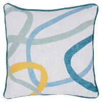 Blue and Multi Color Indoor-Outdoor Throw Pillow