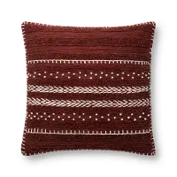 P4095EDBURGUNDY 22 Inch Burgundy and White Tribal Throw Pillow