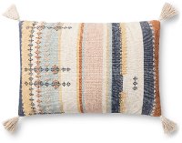 P1159MHMULTI/16X26 Magnolia Home Furniture Multi Color Rectangle Throw Pillow with Tassels