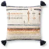 P1159MHMULTI/18X18 Magnolia Home Furniture Multi Color Throw Pillow with Blue Tassels