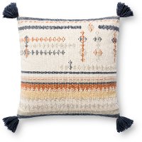 Magnolia Home Furniture Multi Color Throw Pillow with Blue Tassels