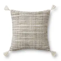 P1166MHSILVER Magnolia Home Furniture Silver Outdoor Throw Pillow with Tassels