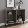 BS48NORSG Slate Gray 48 Mid Century Modern Glass Shelf Bookcase - Nora