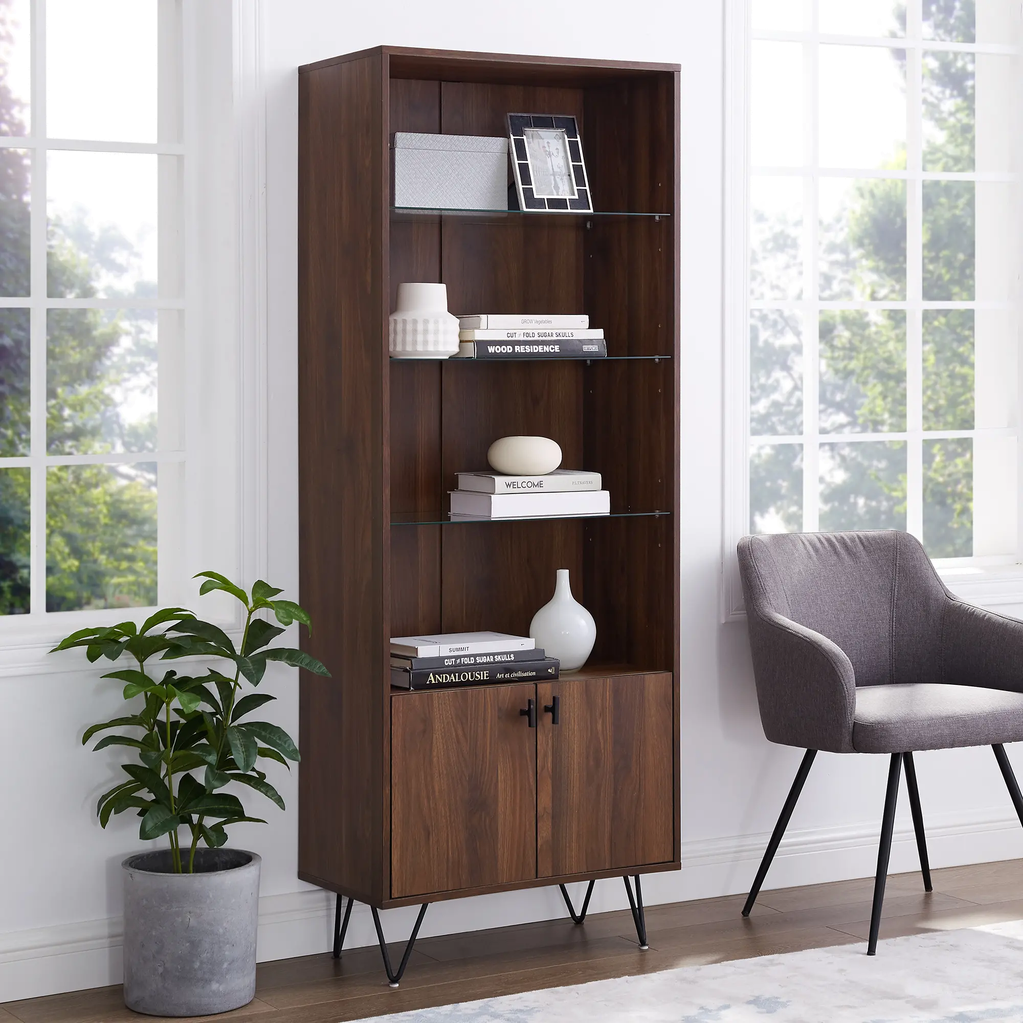 BS68HUTDW Dark Walnut 68 Storage Cabinet-1