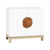 White and Champagne Gold Two Door Accent Cabinet - Slice