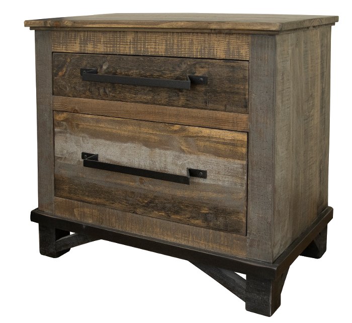 Farmhouse Rustic Pine Nightstand - Loft