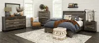 Loft Rustic Pine 4 Piece Queen Bedroom Set