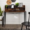 D42NYSECDW Dark Walnut 42 Industrial Secretary Desk with Hutch - Nyla