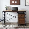 D48AIFCDW Dark Walnut 48 Angle Iron Desk with Filing Cabinet Cabinet - Angle Iron