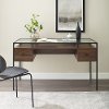 D56FUL2DGTDW Dark Walnut 56 2 Drawer Glass Top Desk - Fulton