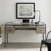D56FUL2DGTGW Grey Wash 56 2 Drawer Glass Top Desk - Fulton