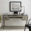 D56FUL2DGTGW Grey Wash 56 2 Drawer Glass Top Desk - Fulton