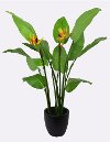 Yellow and Orange Bird of Paradise Artificial Green Arrangement Planter