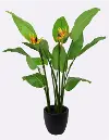 Yellow and Orange Bird of Paradise Artificial Green Arrangement Planter