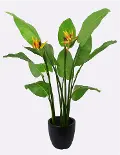 Yellow and Orange Bird of Paradise Artificial Green Arrangement Planter