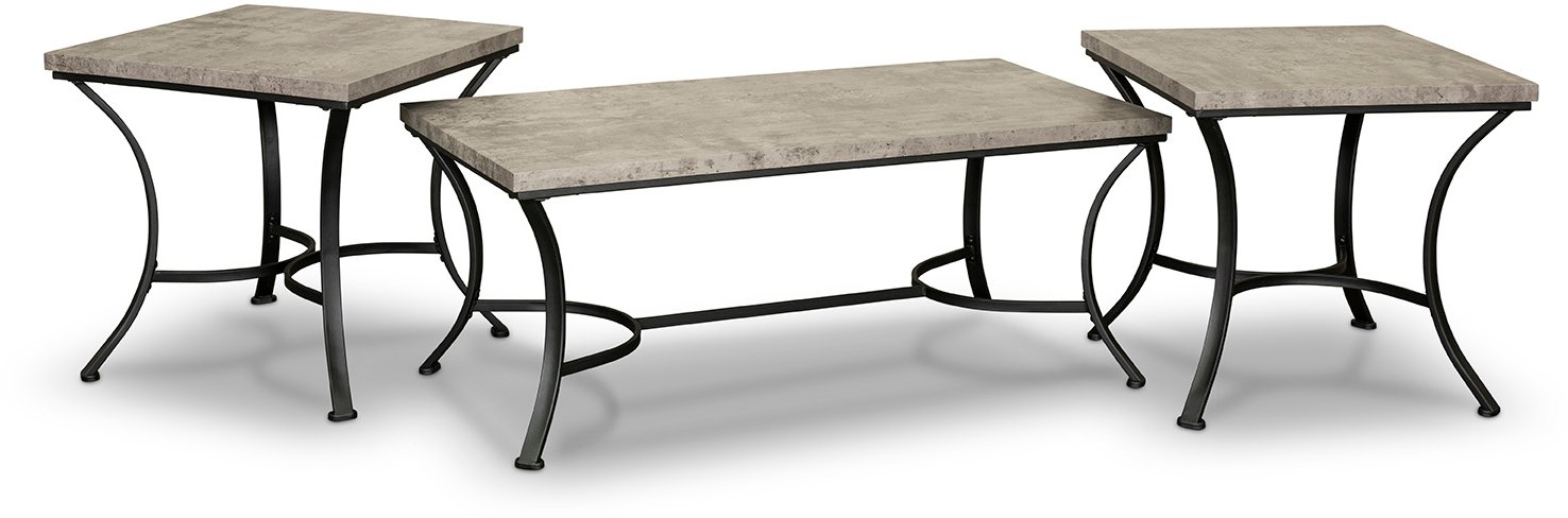Faux Concrete and Black 3 Pack Occasional Table Set-1