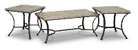 Faux Concrete and Black 3 Pack Occasional Table Set