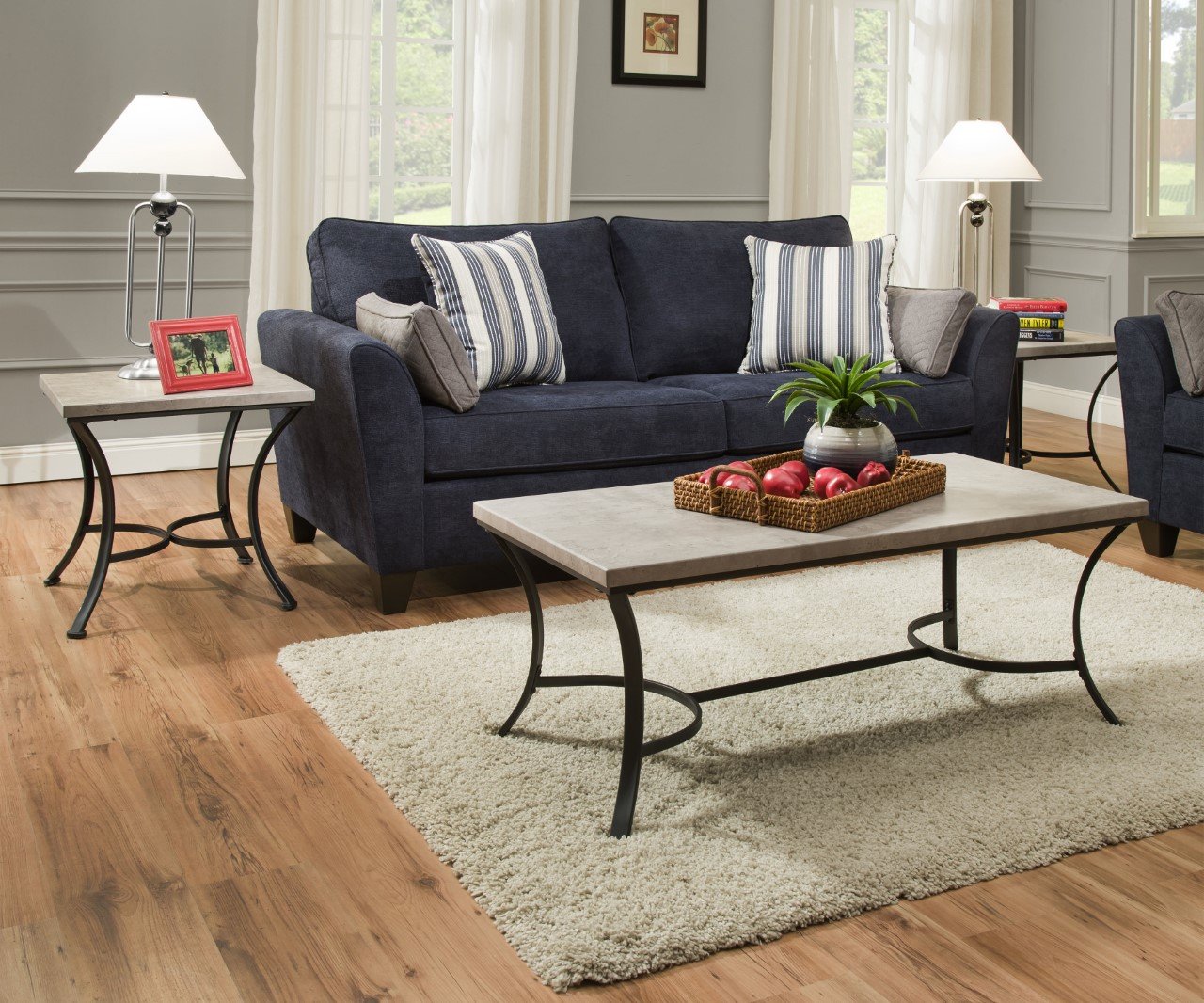 Faux Concrete and Black 3 Pack Occasional Table Set-2