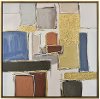 Blue, Gold and Rust Tone Abstract Canvas with Inverted Gold Frame