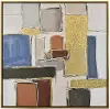 Blue, Gold and Rust Tone Abstract Canvas with Inverted Gold Frame