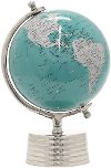 15 Inch Turquoise World Globe with Nickel Base