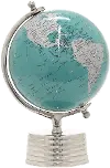 15 Inch Turquoise World Globe with Nickel Base