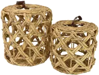 9 Inch Light Brown Water Hyacinth Lantern