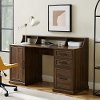 DW58GAVDW Dark Walnut 58 3 Drawer Computer Desk with Hutch - Gavin