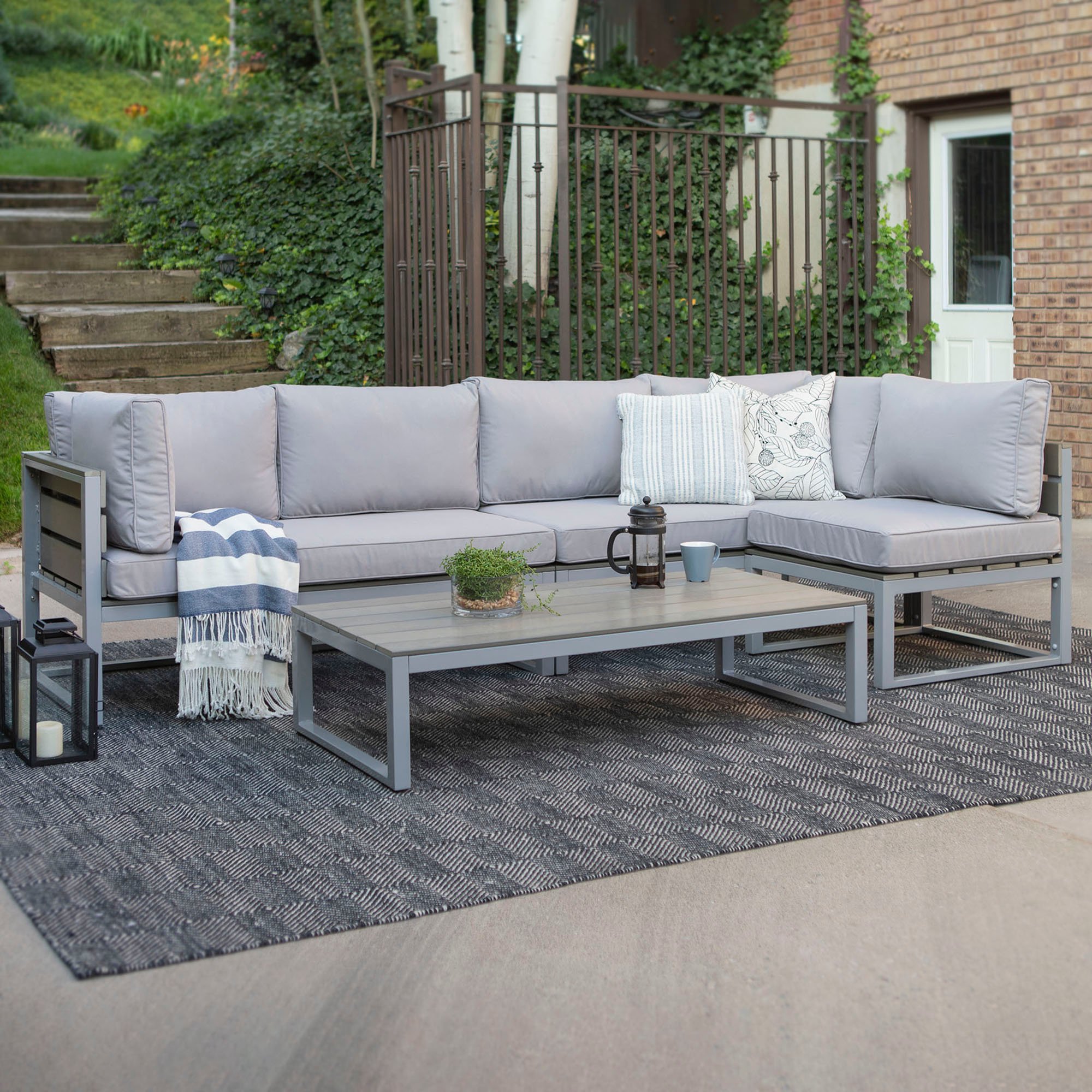 OAW4CSNGY Gray 4 Piece Outdoor Patio Set-1