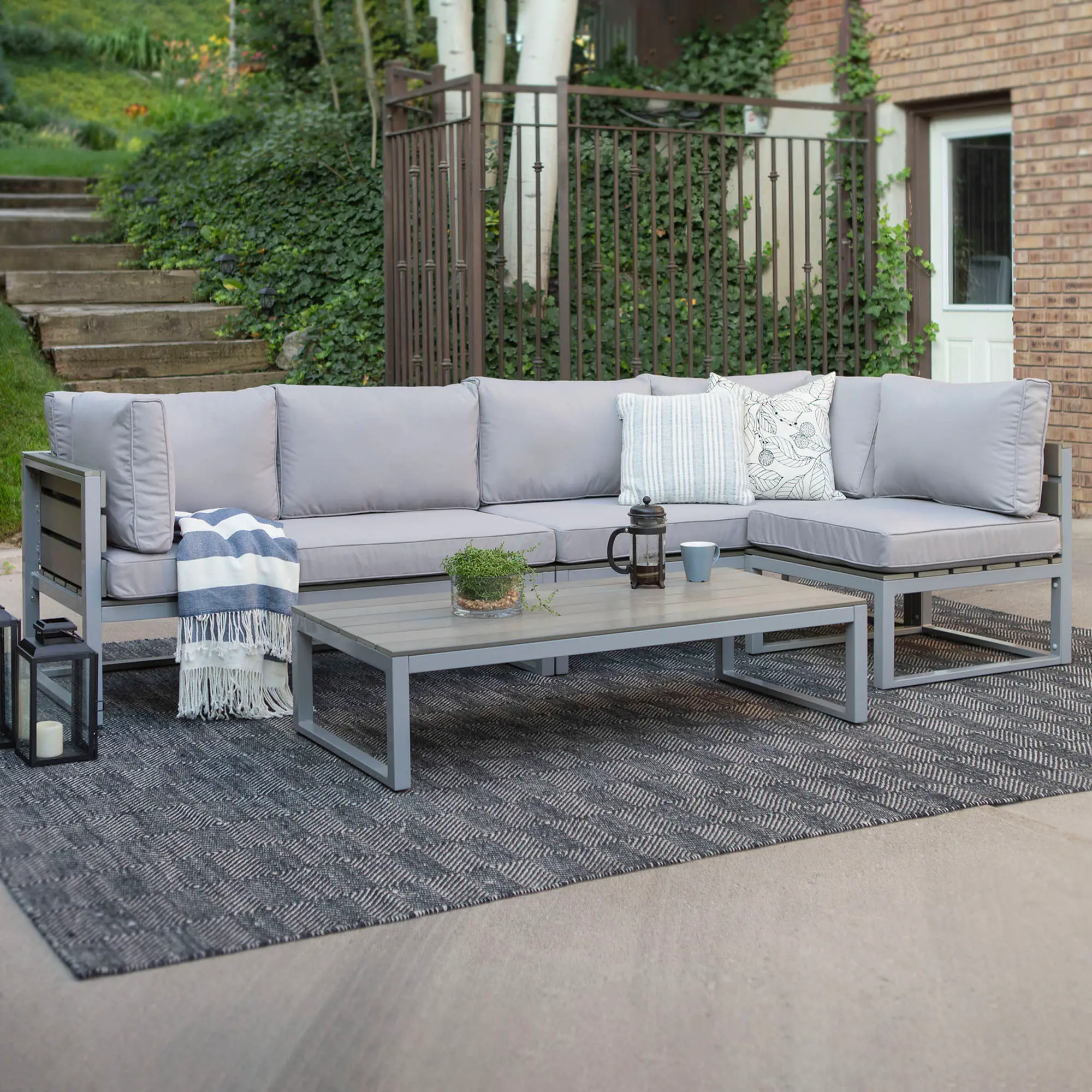 OAW4CSNGY Gray 4 Piece Outdoor Patio Set-1