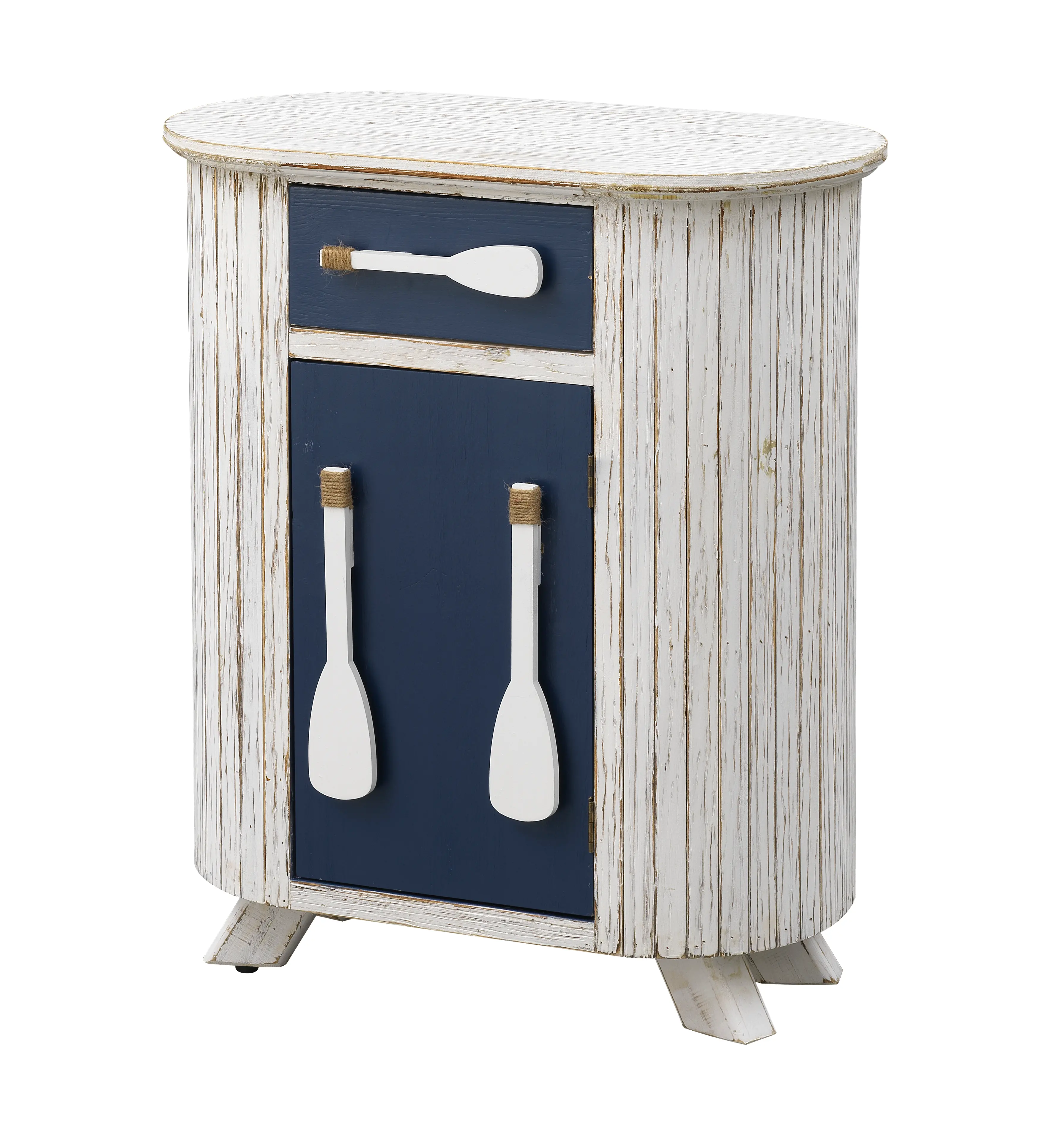 Coastal Distressed White and Blue Storage Accent Cabinet-1