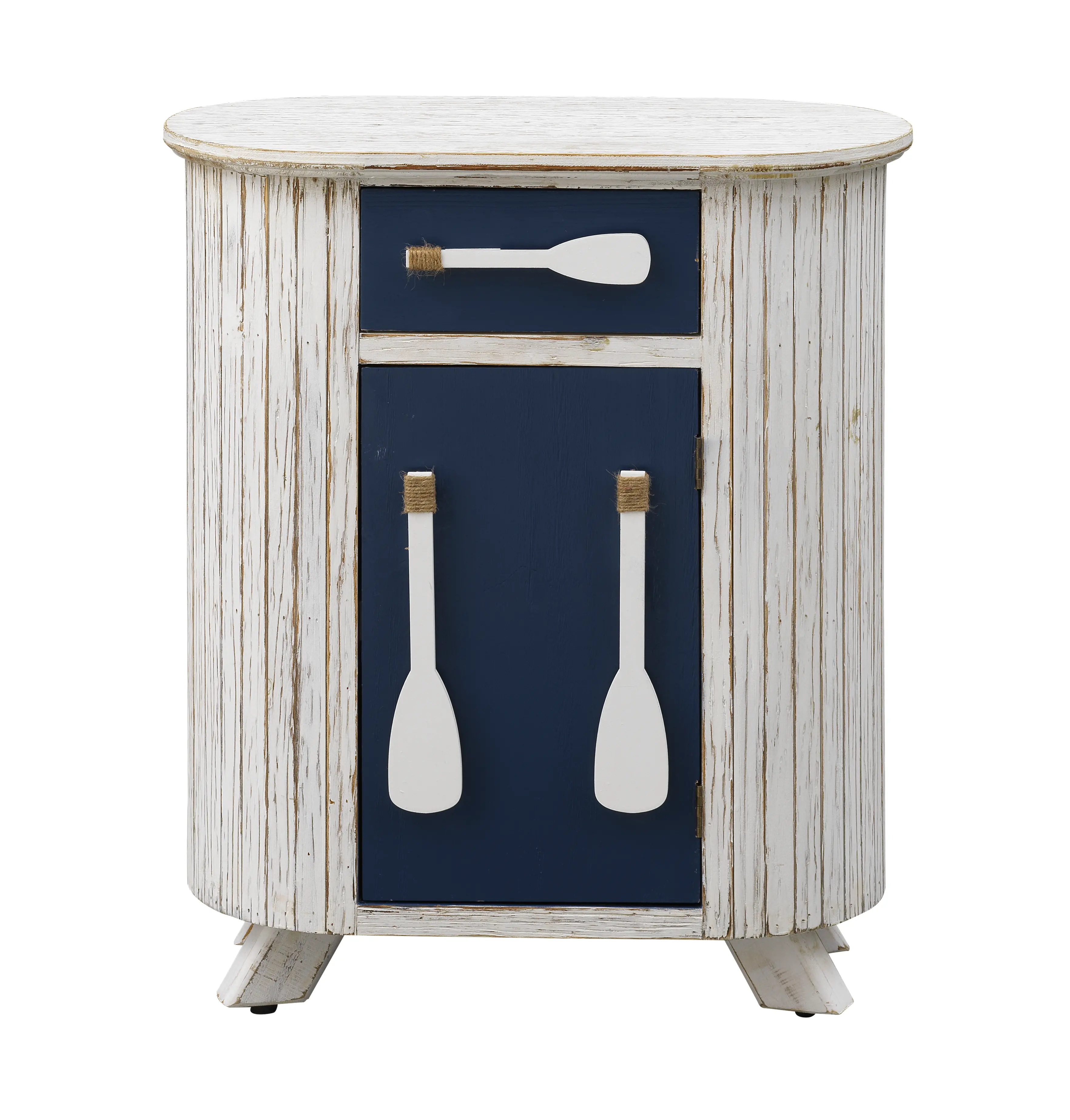 Coastal Distressed White and Blue Storage Accent Cabinet-2