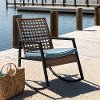 ORLIZRC1BB Modern Light Brown and Blue Rattan Patio Chair - Liza