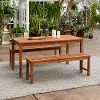 OW3DGVINBR Vincent Natural Bench Patio Table Set - Walker Edison