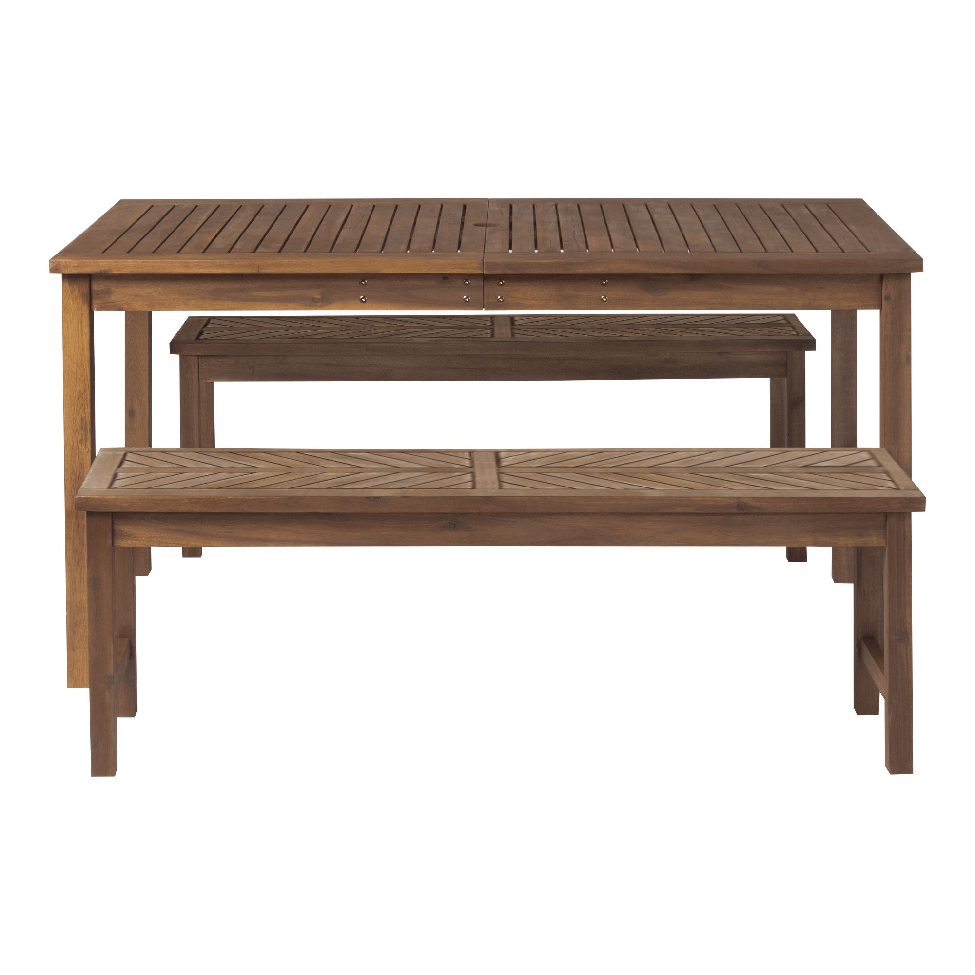 OW3DGVINDB Vincent Dark Brown Patio Dining Set with 2 Benches-2