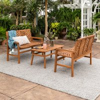 OW3LSGVINBR Vincent 3 Piece Light Brown Loveseat Patio Chat Set