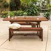 OW3SDB-2BT Dark Brown Dining Set with 2 Benches