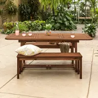 OW3SDB-2BT Dark Brown Dining Set with 2 Benches