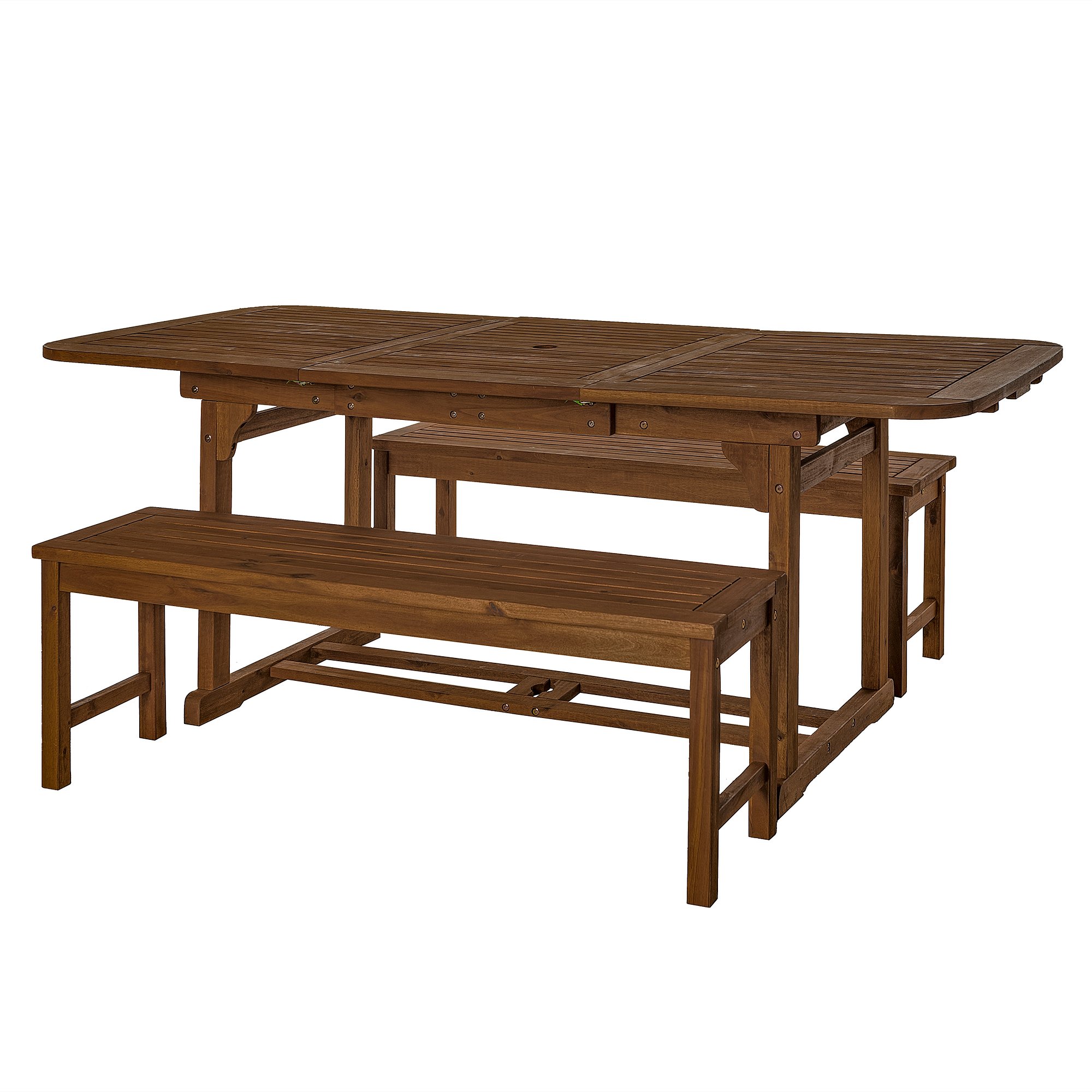 OW3SDB-2BT Dark Brown Dining Set with 2 Benches-4