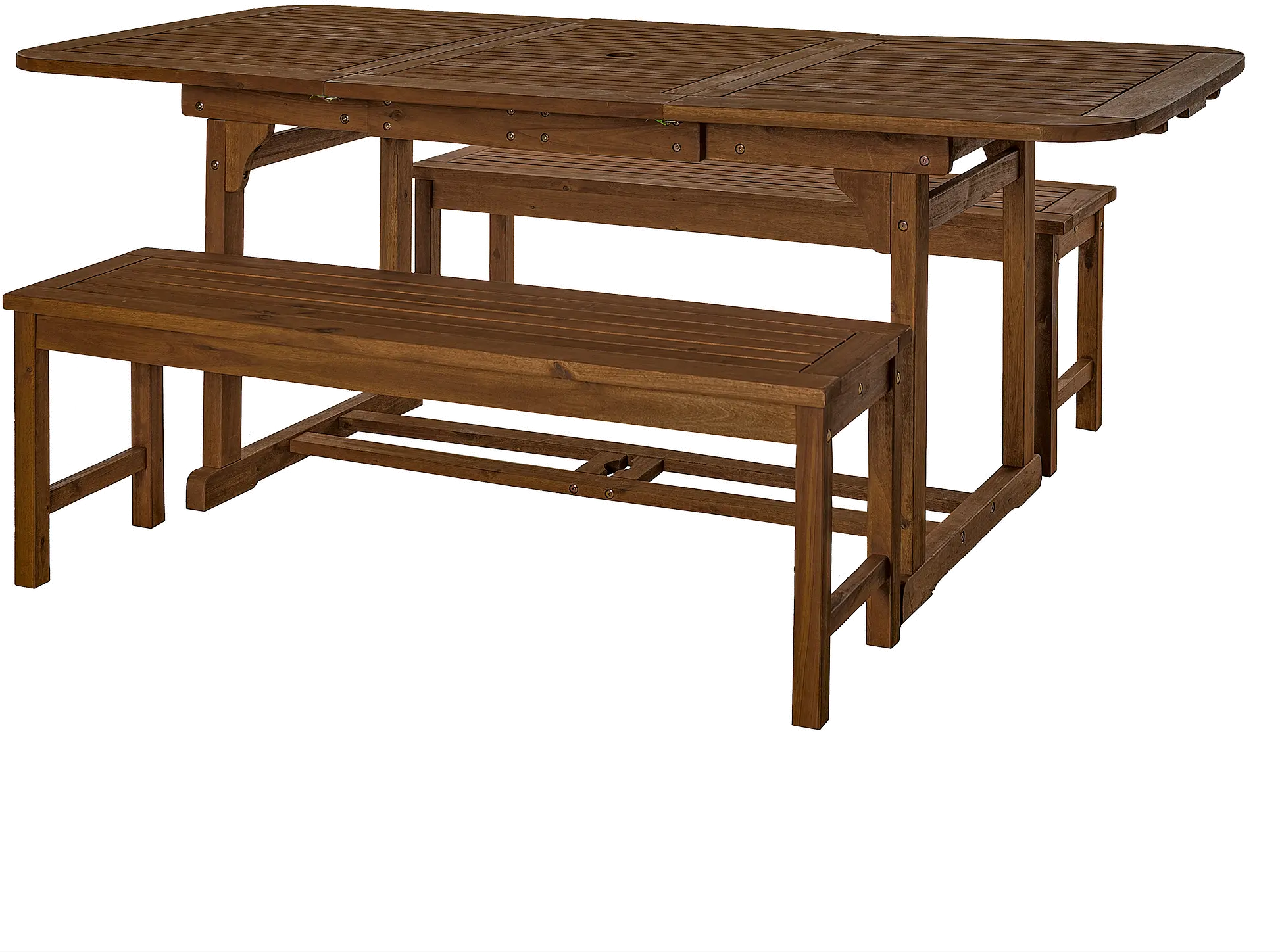 OW3SDB-2BT Dark Brown Dining Set with 2 Benches-4