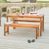 OW3SDTBR Light Brown Acacia Wood 3 Piece Dining Set
