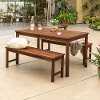 OW3SDTDB Dark Brown Dining Set with 2 Benches